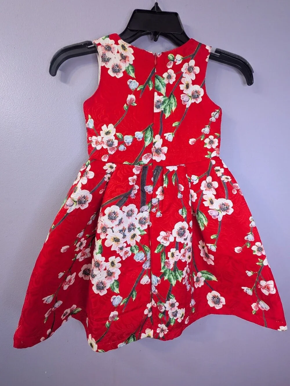 Ipuang Girls vibrant floral print classic A-Line knee length Holiday Dress Sz 4